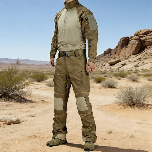 Men Tactical Combat Uniform Suit Multicam Camo Shirt & Pants Set Outdoor Hunting Airsoft Paintball Training Work Clothes