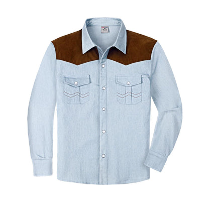 Boys Western Shirts Toddler Cowboy Button Down Denim Shirt Children Spring and Autumn Tops 4-12 Years