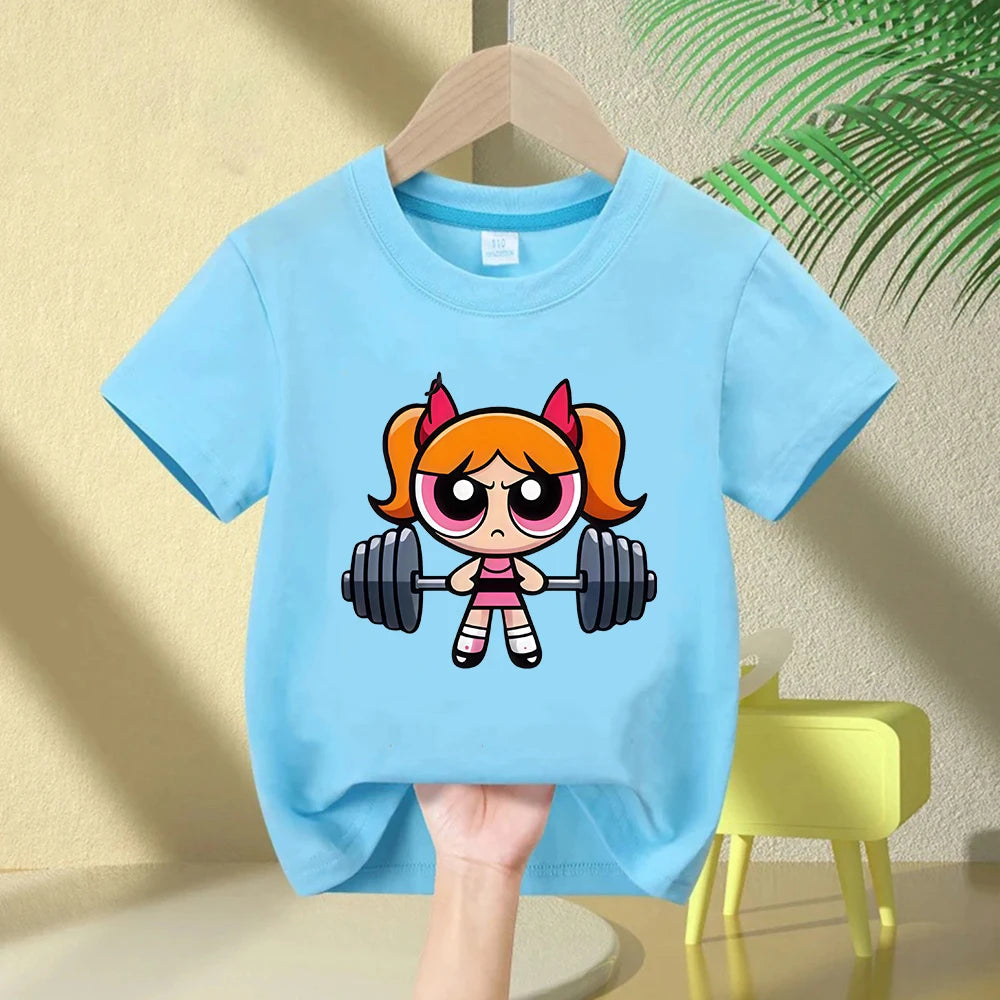 Girls Super Powerful Blouse Training Streetwear T-shirt Kids Shirt Academy Fitness T-shirt