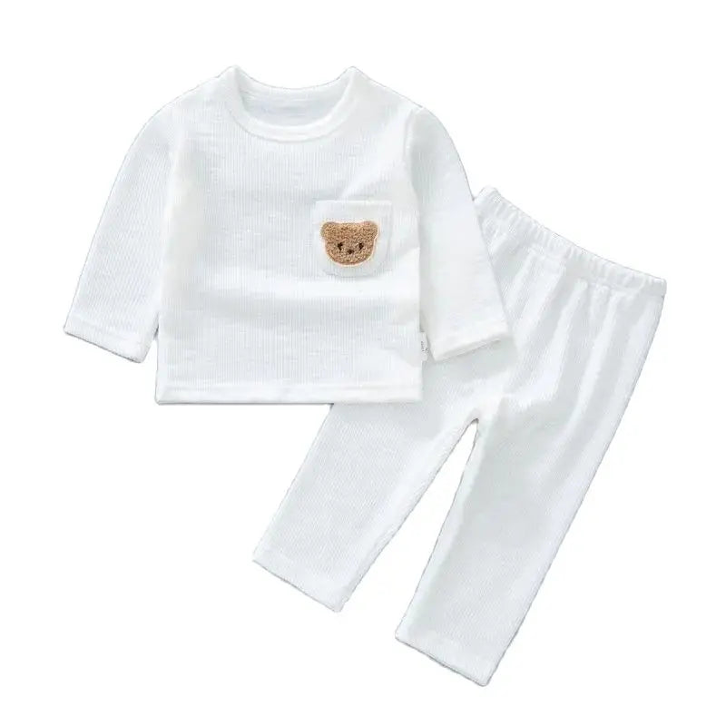 Fall Baby Pajamas Suit 0-3Y Toddler Boys Long Seeved Sleep Wear Underwear Set Girls Bear Head Night Wear Infant Home Clothes