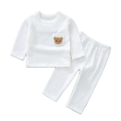 Fall Baby Pajamas Suit 0-3Y Toddler Boys Long Seeved Sleep Wear Underwear Set Girls Bear Head Night Wear Infant Home Clothes