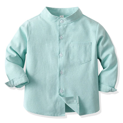 Girls' School Uniform,Long/Short Sleeve Blouse,Single Breasted High Collar Boys Shirts,Formal Kids Button-Down Gentleman Tops