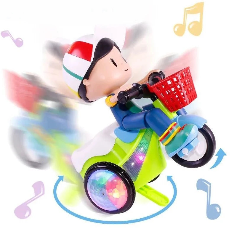 Big Head Boy Three-Wheel Toy Car Stunt Rotation with Colorful Sound And Light Baby's Favorite Holiday Gift for Kids