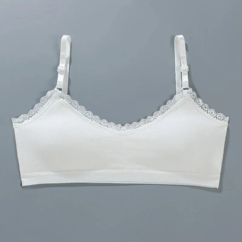 1 PCS Girls Lace Bras Children Breathable Underwear Kids Tube Tops Soft Cotton-padded Teens Youth Girls Washable Bras Camisoles