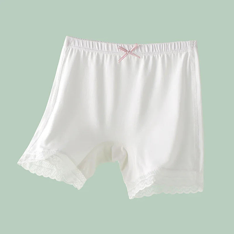 Girls Anti-Embarrassment Safety Shorts Kids Lace Trim Seamless Boyshorts Cotton Trim Underwear for Kids