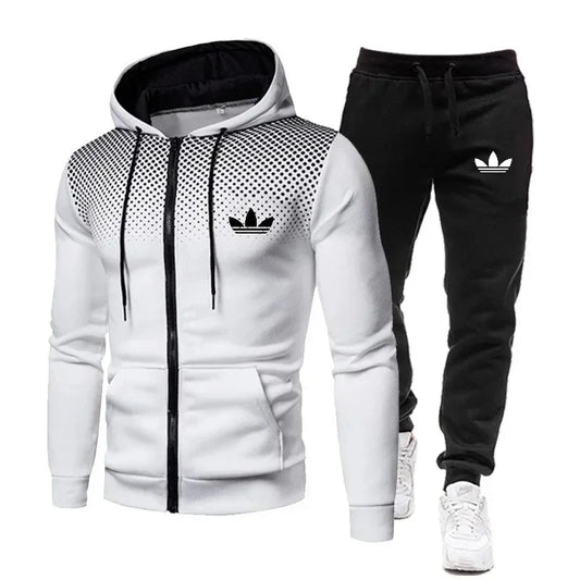 Men's two-piece suit, a fashionable and comfortable casual sportswear for daily wear, consisting of a jacket and trousers, suita