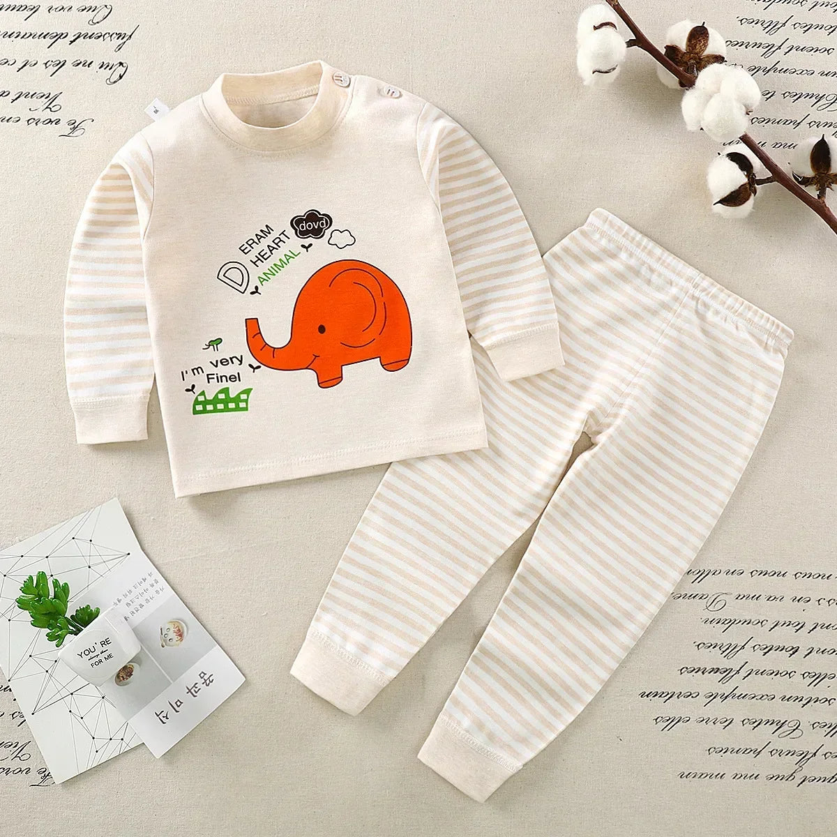 Baby Pajamas Children's Underwear Suit Boys and Girls' Pure Cotton High-waisted Autumn Clothes Autumn Pants Home Clothes
