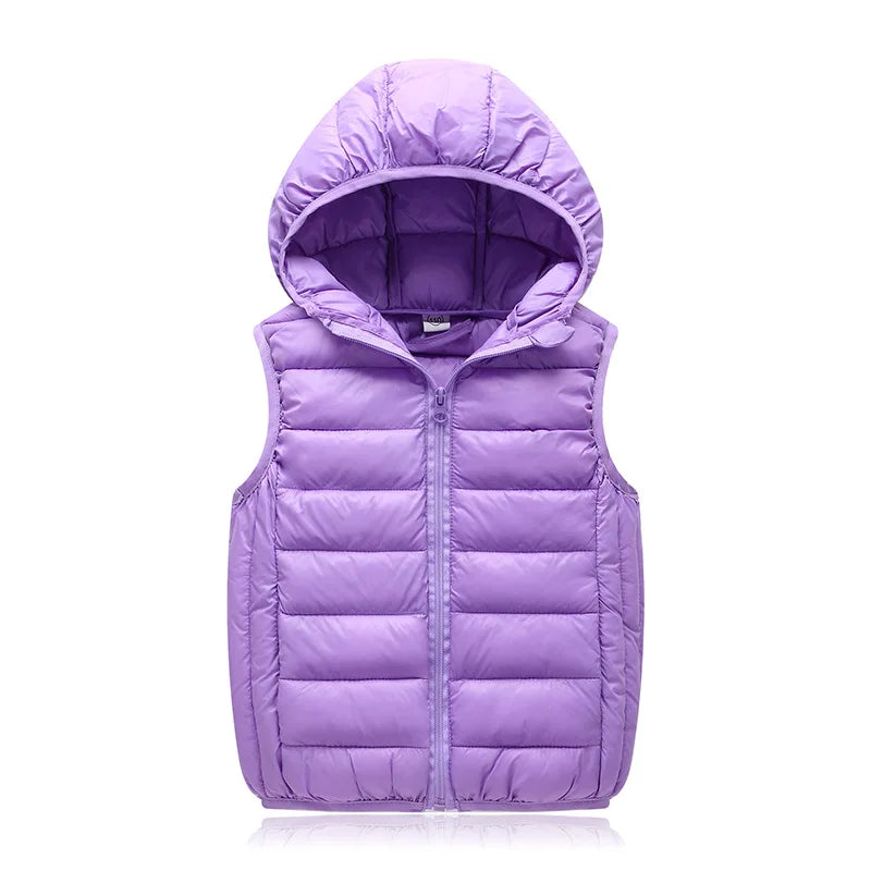 2025New Children Down Vest Girls Hooded Jacket Winter Waistcoats Boy Baby Autumn Outerwear Coats 3-12 Years Kids Warm Clothes