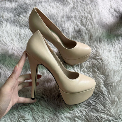 Women's High Heels 14cm Extremely Stripper Pole Dance Stilettos Sexy Platform Pumps Matte Round Toes Party Dress Wedding Shoes