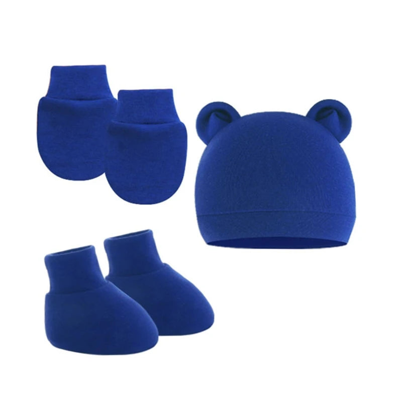 Baby Ears Newborn Hats Mittens and Socks Set for Boys Girls Beanie Hat 0-6 Month Baby Stuff (Pack of 3) Dropshipping