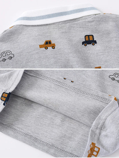 Baby Boy Clothes Summer Short Sleeve Children's Polo Shirts Toddler Kids Cotton T-shirts Boys Lapel Cartoon Tees Kids Sport Tops