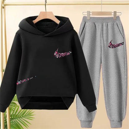 Children's Hoodie Coat +Pants black Children Boys Girls Hoodie Tops Leisure Sweatshirr Toddler 3-12 Year new fashion Clothing