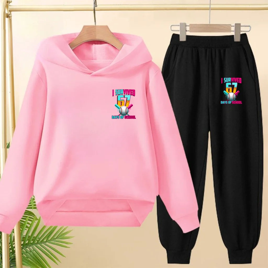 67 Children's Hoodies, 2 Pieces for Boys and Girls Aged 3-12, Comfortable Casual Hoodie+pants, Pullover, Hooded Sportswear