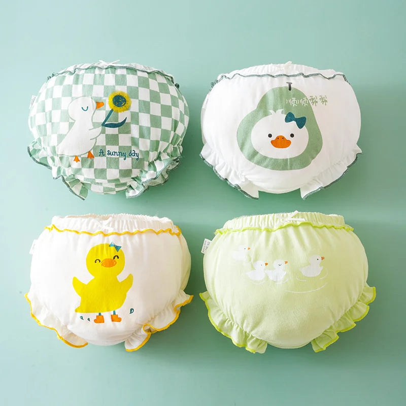 4pcs Pure Cotton Baby Panties Toddler Potty Training Underwear For Boys Girls Infant Newborn Wear Outside Fashion Bow Underpants
