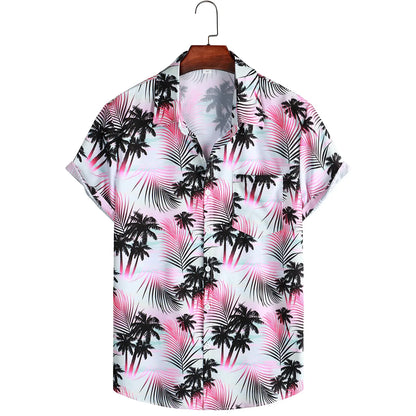 Men's Summer Hawaiian Style Loose Short Sleeve Casual Shirts Fashion 3D Print Vacation Beach Shirt Tops Breathable Blouses Male