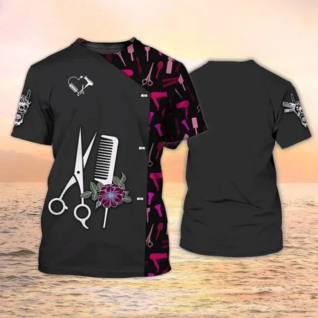 New Barber Hairdresser T-shirts Women Uniforms Clothing Salon Barberia Men's Shirt Groomer Beautician Beauty Professional Tees