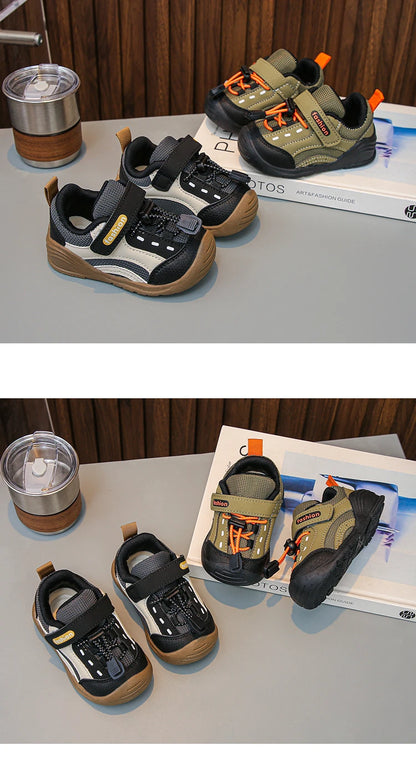 Baby Walking Shoes Handsome for Boys Sports Shoes Toes Capped Soft Bottom 2025 Autumn New Children Running Shoes Hook&loop