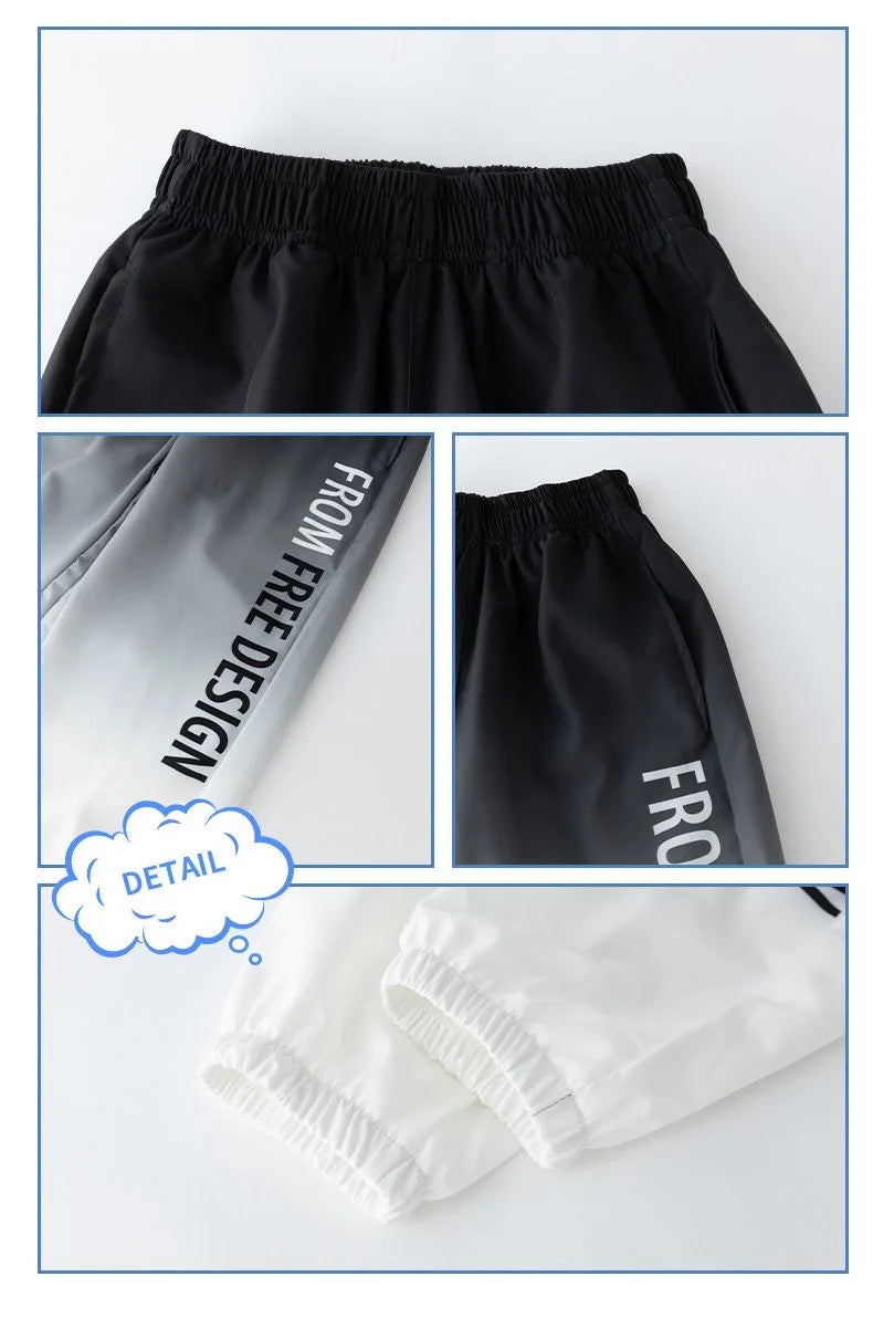 2026 summer Teenager Boys Clothes Casual Outfit Kids Gradient Tracksuit Child t shirt + ankle tie pant 4 5 6 7 8 9 10 12 Year