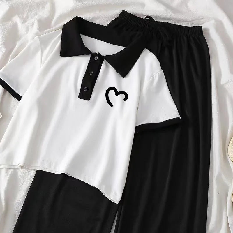 Teenagers Summer Girls Clothing Sets New Fashion Top And Wide Legged Pants 2Pcs Outfits Kids Tracksuit 6-14 Years Kids Clothes