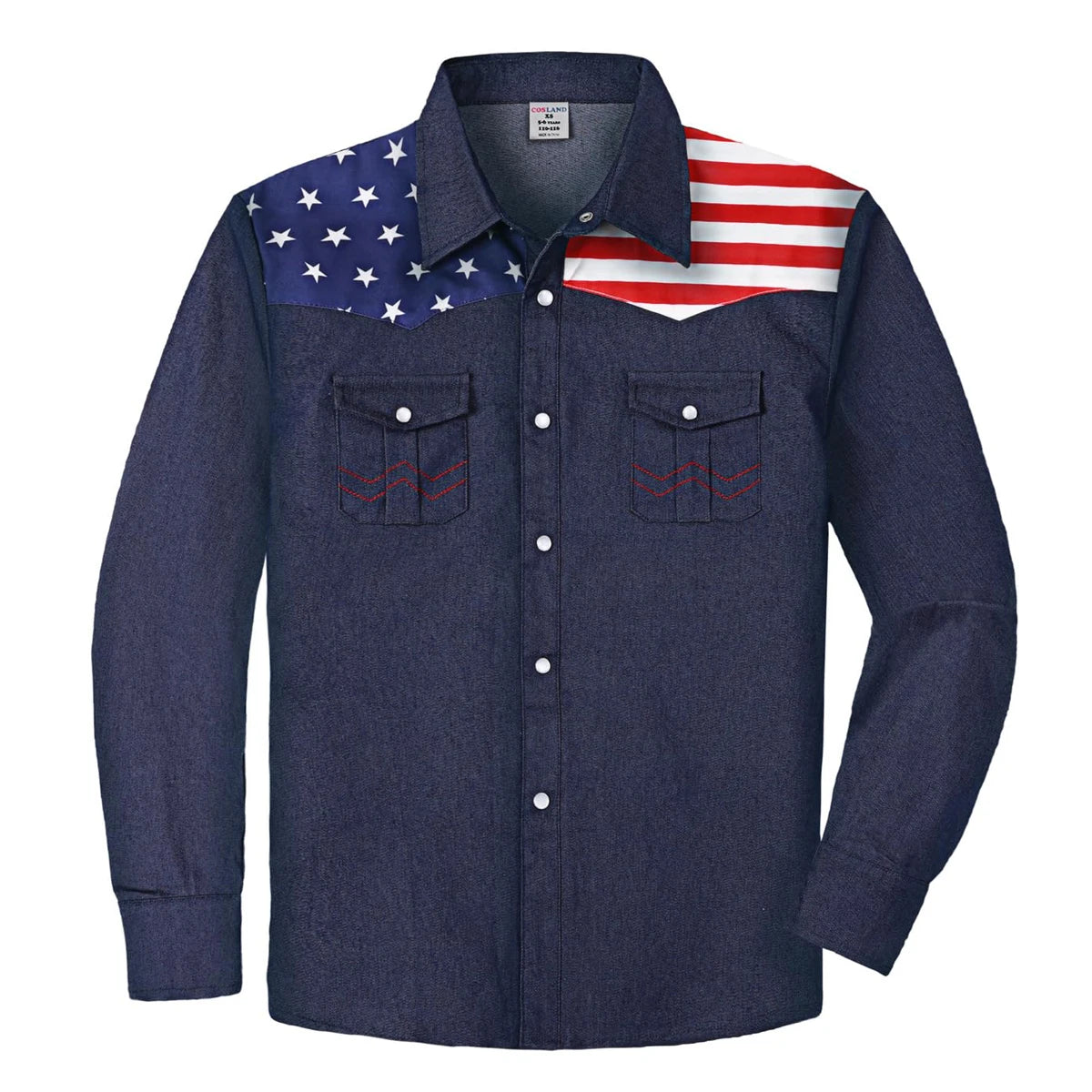 Kids Denim Shirt Boys Long Sleeve Cowboy Shirts American Vintage Pearl Snap Western Costume Spring Autumn Casual Clothing 4-14Y