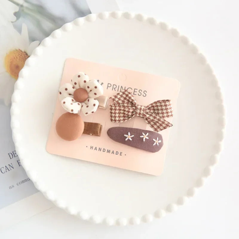 4pcs/set Mini Baby Girl Hair Clip Cute Floral Bow Bunny Princess Hairpin for Toddler Girl Lovely Bang Side Clip Hair Accessories