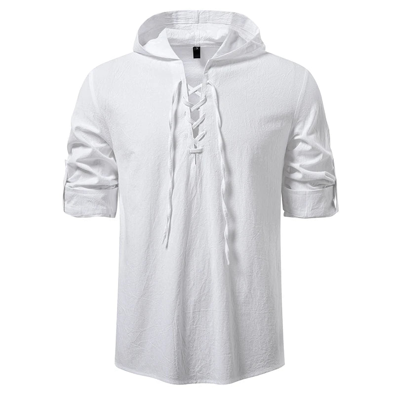 Men Long Sleeve Shirts Drawstring Style Mens Dress Shirts Hoody Casual Male Clothes Chemise Hemd Homme Hoodie Shirt H264
