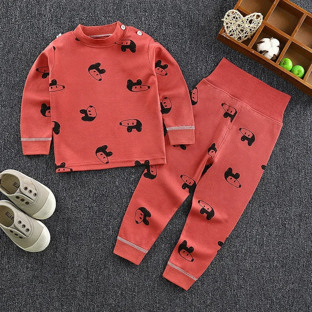 Baby Pajamas Children's Underwear Suit Boys and Girls' Pure Cotton High-waisted Autumn Clothes Autumn Pants Home Clothes