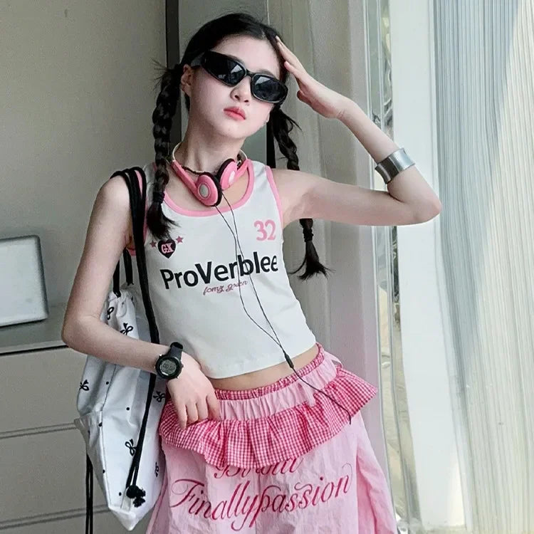 Teen Girls Clothes Cotton Tank Top T-shirt Paratrooper Pants Junior Kid Lotus Leaf Edge Waist Trousers 4-14 Summer Child Outfits