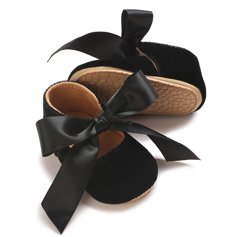 Girls' Princess Baby Shoes Cute Bow Flat Bottom Walking Children's Shoes First Step Newborn Baby Comfortable Soft Sole Footwear