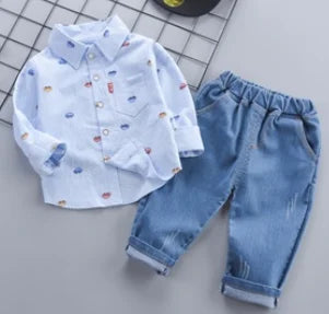 New  Baby Boys Clothes Suit Spring Autumn Infant Outfits Children Shirt Jeans 2Pcs/Sets Toddler Casual Costume Kids Tracksuits