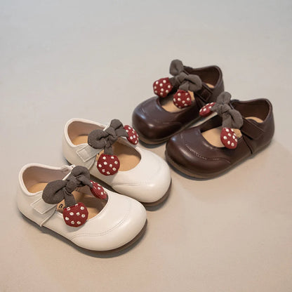 Baby Girls Leather Shoes with Cute Bow 2026 New Spring Autumn Toddler School Dance Flats Soft Sole Chic Princess Party Dress Up