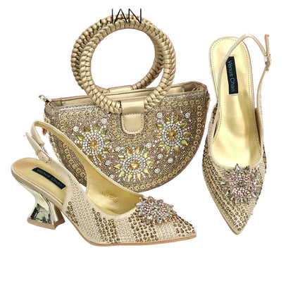 Italian Design Shoes And Bag Paired With Handmade Petal Clutches