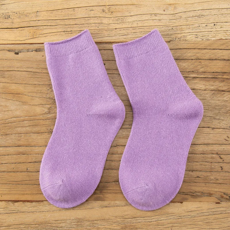 Children's Socks Cotton Colorful Harajuku Retro Boys Girls Black Socks Kids Klein Blue School Casual In Tube Solid Sox Stylish