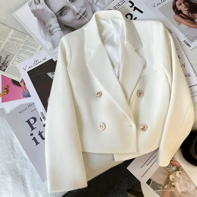 Autumn Girls short Blazer Coat White Black Fashion kids Double Breasted Suit Jacket Veste Pour Enfant Casaco Infantil Menina