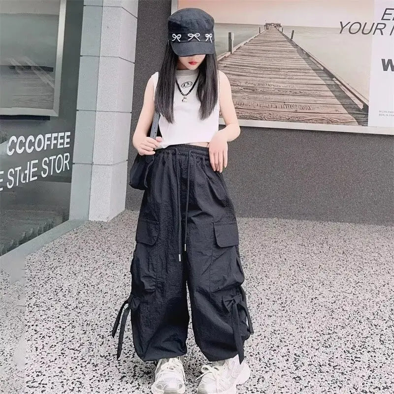 Girls Pants Children's Streetwear Casual Kids Clothes Spring Autumn Korean Fashion Large Size Sweatpants Girls Cargo Pants