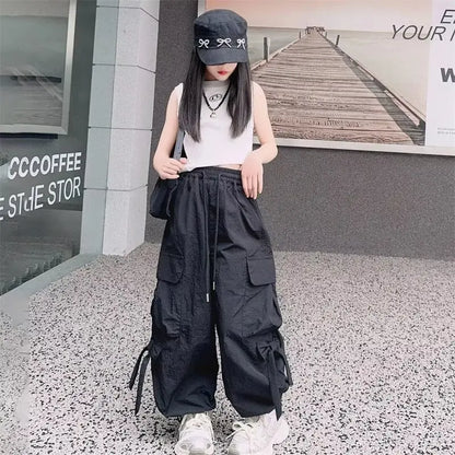 Girls Pants Children's Streetwear Casual Kids Clothes Spring Autumn Korean Fashion Large Size Sweatpants Girls Cargo Pants