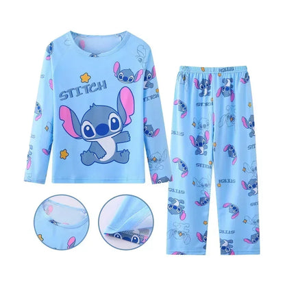 New Pajama Boys Girls Pajamas Stitch Clothing Sets Kids Long Sleeve +Pant 2Piece Children Home Clothing Girl Nightgown