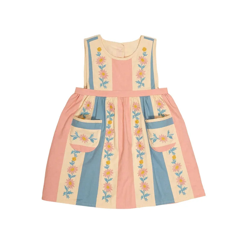 Girls' Dress 2025 Fall/Winter New Arrival Printed Fashion Embroidered Gathered Children's Dress Pure Cotton Cute Girls' Shirt