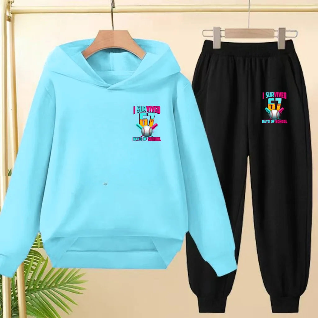 67 Children's Hoodies, 2 Pieces for Boys and Girls Aged 3-12, Comfortable Casual Hoodie+pants, Pullover, Hooded Sportswear