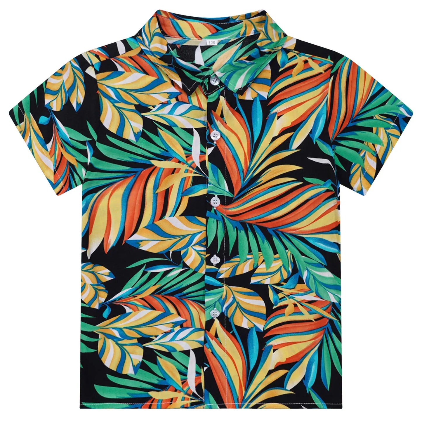 Kids Boys Hawaiian Shirts Tropical Graphic Print Short Sleeve Shirt Casual Turn-Down Collar Tee Tops for Vacation Beach Holiday