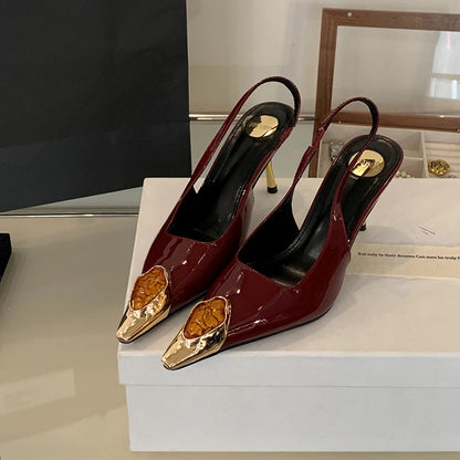 Sexy Women's High Heels Mules 2025 New Fashion Pointed Dress Women's Shoes Open Heel Party High Heels Striptease Sandals Women