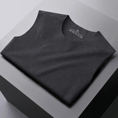 Mens Underwear 37° Heating Fiber Plus Velvet Seamless Vest Men's Winter Slim Warm Bottoming Shirt Men's Speed Thermal Underwear