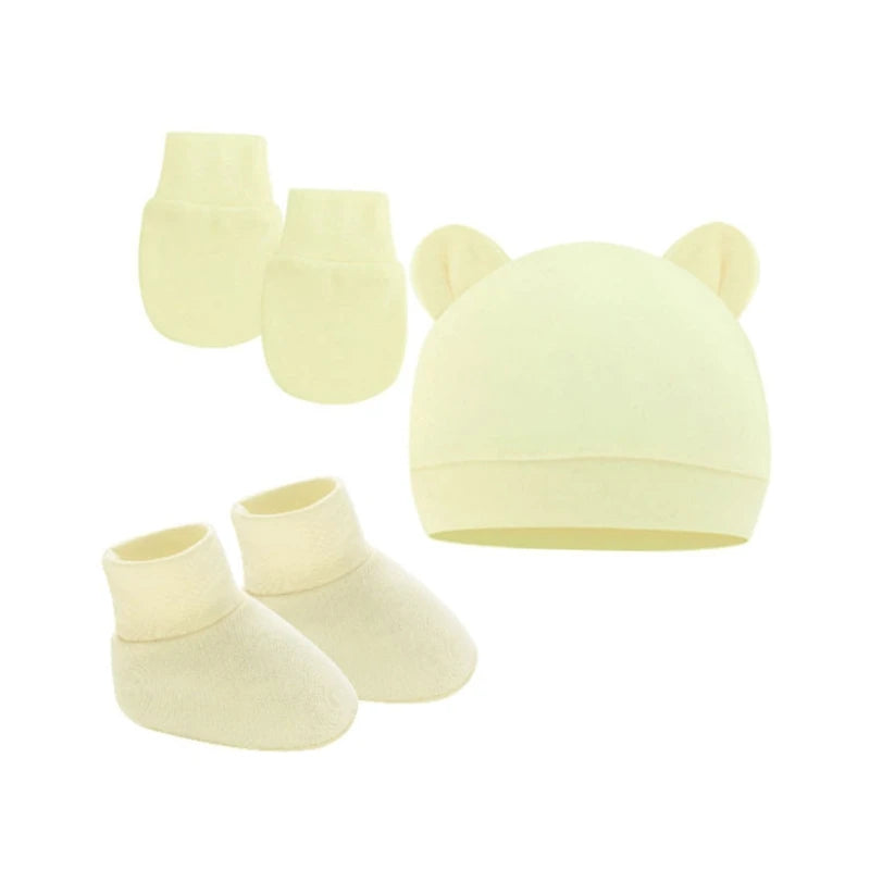 Baby Ears Newborn Hats Mittens and Socks Set for Boys Girls Beanie Hat 0-6 Month Baby Stuff (Pack of 3) Dropshipping