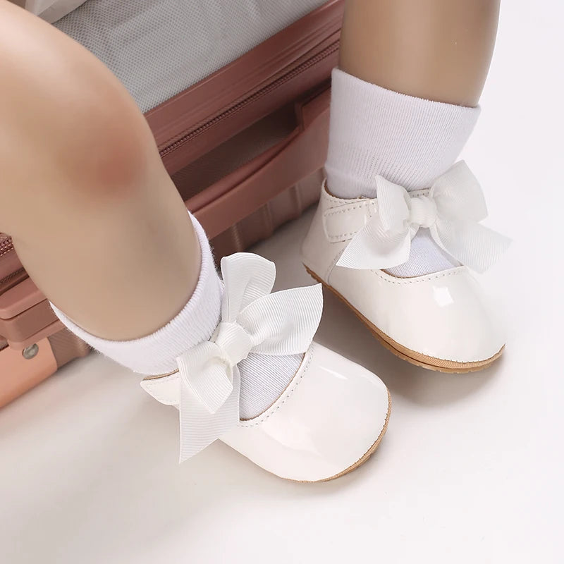 Baby Girl Shoes Bow Flats Toddler Sandals Non-slip Soft Sole Newborn Formal First Walkers Christening