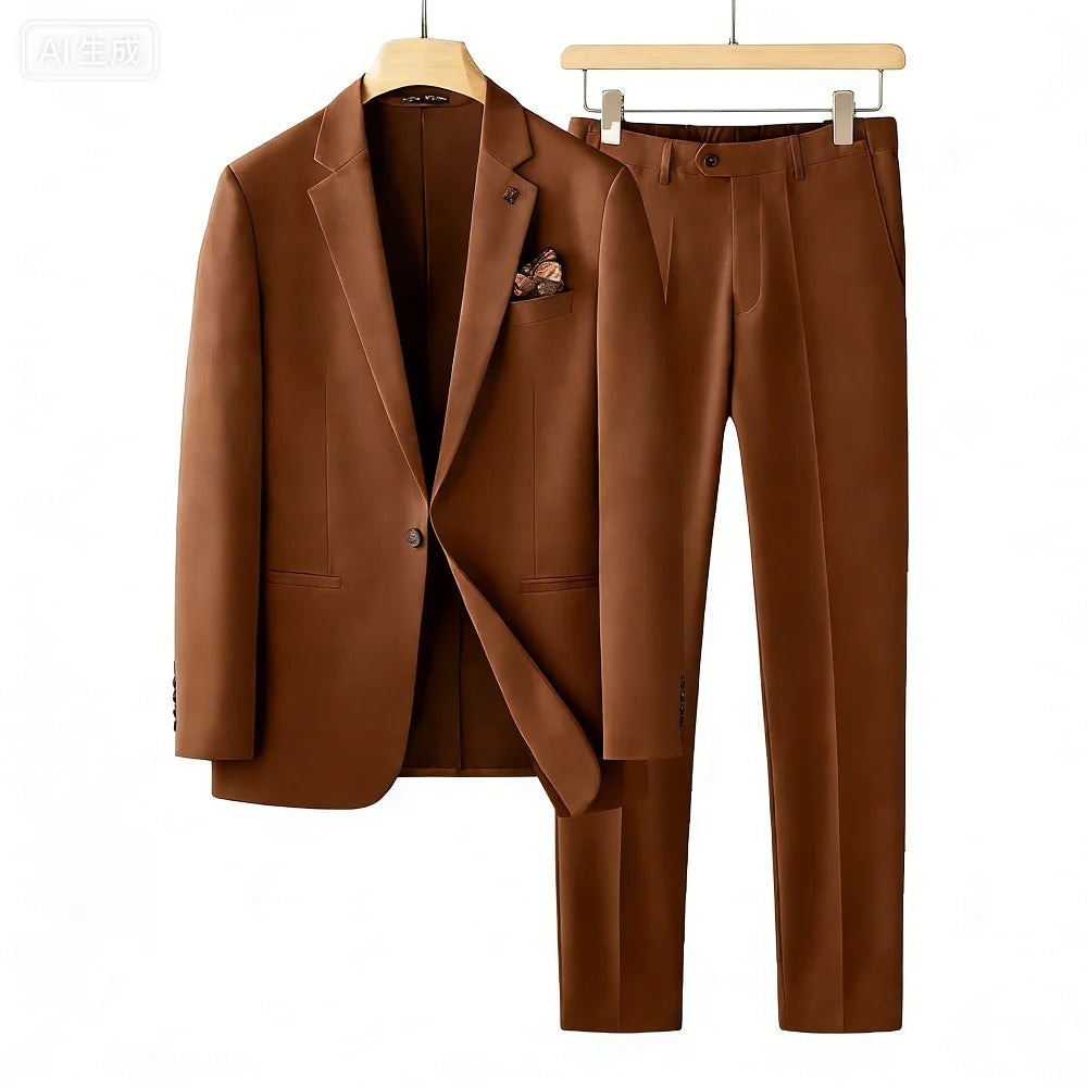 Men's  Two-Piece Suit plus Size Professional Business Wedding Formal High Quality Terno Solto Grande Peso Negócios Casamento