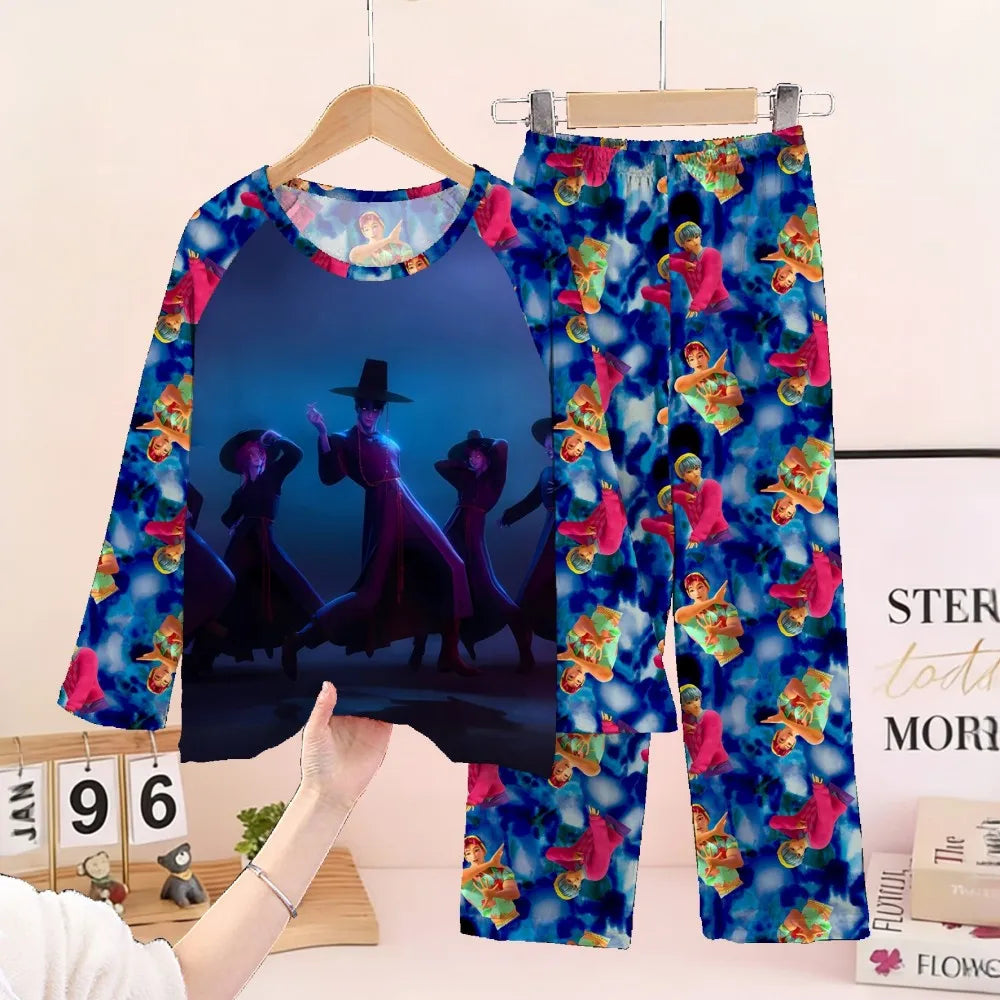 Girls Pajamas Sets Spirng Kpop Kids Long Sleeve Sleepwear Children's Pyjamas Boys Girls Cartoon 2pcs Homewear Clothes Loungewear