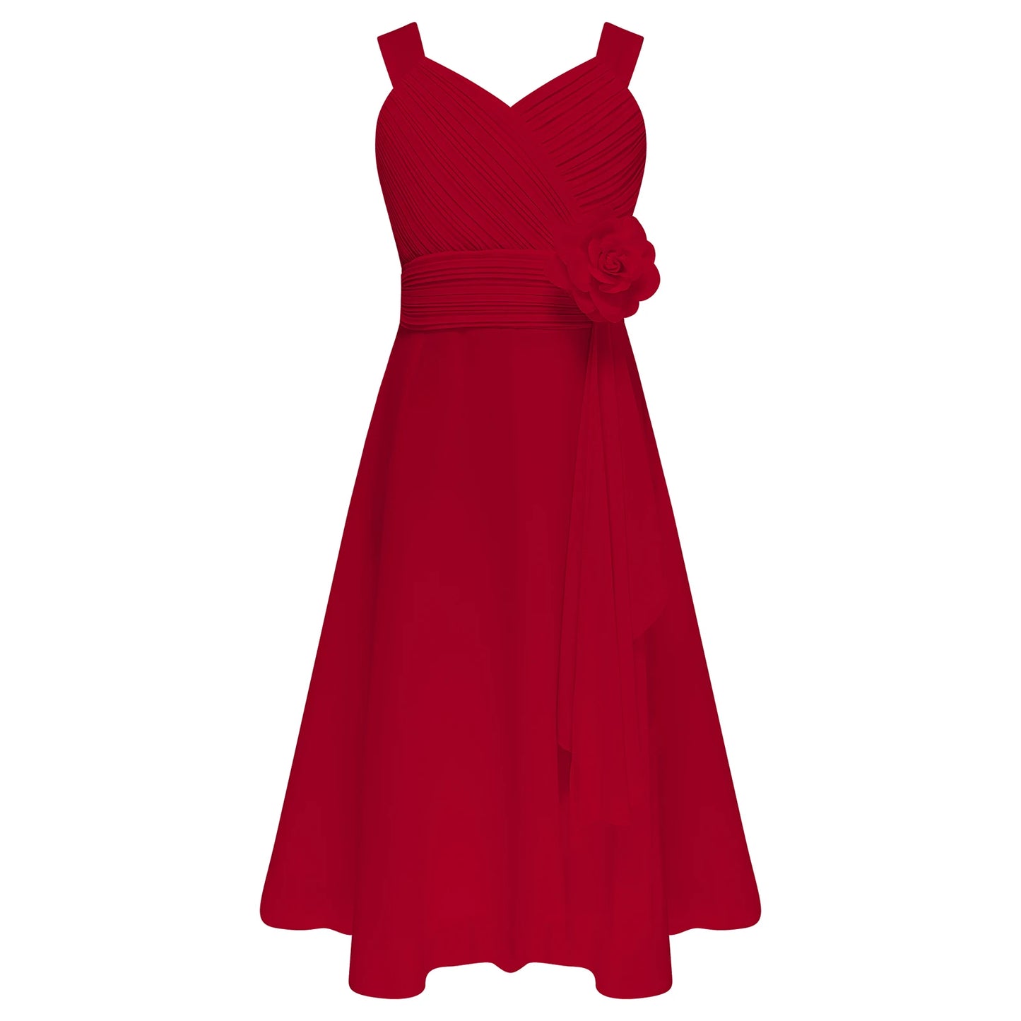Teens Girls Elegant Party Dress Prom Evening Birthday Wedding Bridesmaid Gown Sleeveless Ruched Bodice Chiffon Princess Dresses