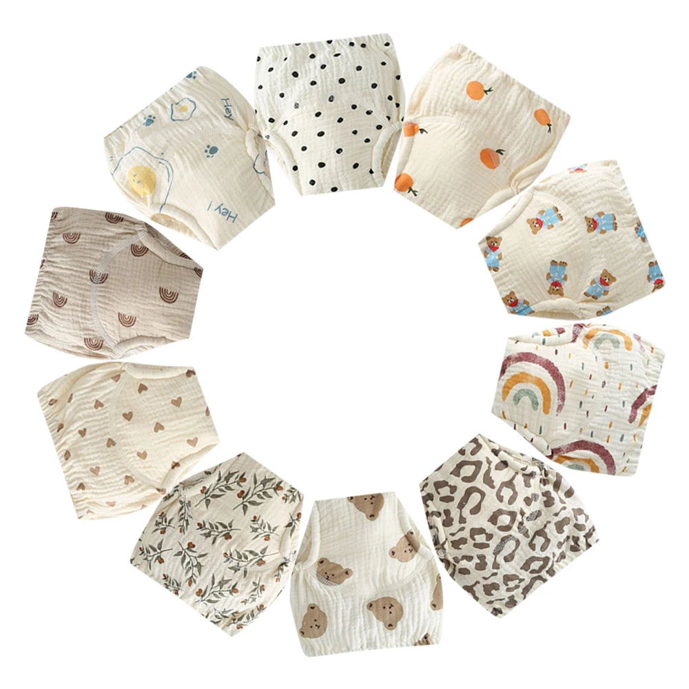10 Pcs Reusable Baby Training Pants Washable Kids Cloth Diaper Nappies Changing Underwear Infant Toddler Potty Training Panties