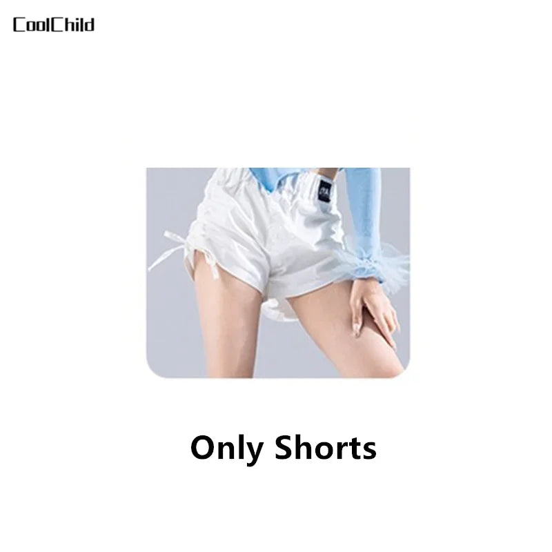 Girls K-pop Elegant Crop Top Cargo Pants Children Hip Hop Jazz Dance Shorts Kids Sweet Streetwear Costume Princess Clothes Sets