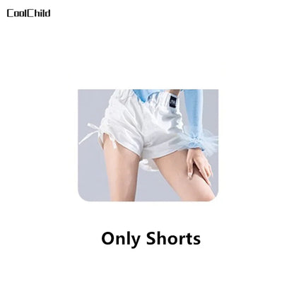 Girls K-pop Elegant Crop Top Cargo Pants Children Hip Hop Jazz Dance Shorts Kids Sweet Streetwear Costume Princess Clothes Sets